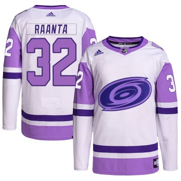 Authentic Adidas Men's Antti Raanta Carolina Hurricanes Hockey Fights Cancer Primegreen Jersey - White/Purple
