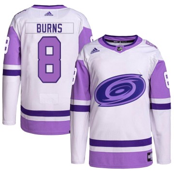 Authentic Adidas Men's Brent Burns Carolina Hurricanes Hockey Fights Cancer Primegreen Jersey - White/Purple