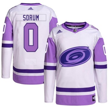 Authentic Adidas Men's Felix Unger Sorum Carolina Hurricanes Hockey Fights Cancer Primegreen Jersey - White/Purple