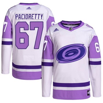 Authentic Adidas Men's Max Pacioretty Carolina Hurricanes Hockey Fights Cancer Primegreen Jersey - White/Purple