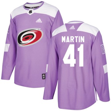 Authentic Adidas Men's Spencer Martin Carolina Hurricanes Fights Cancer Practice Jersey - Purple