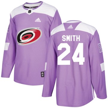 Authentic Adidas Men's Ty Smith Carolina Hurricanes Fights Cancer Practice Jersey - Purple