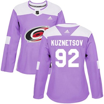 Authentic Adidas Women's Evgeny Kuznetsov Carolina Hurricanes Fights Cancer Practice Jersey - Purple