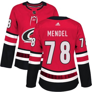 Authentic Adidas Women's Griffin Mendel Carolina Hurricanes Home Jersey - Red