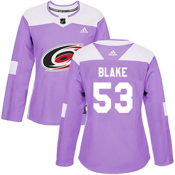 Authentic Adidas Women's Jackson Blake Carolina Hurricanes Fights Cancer Practice Jersey - Purple