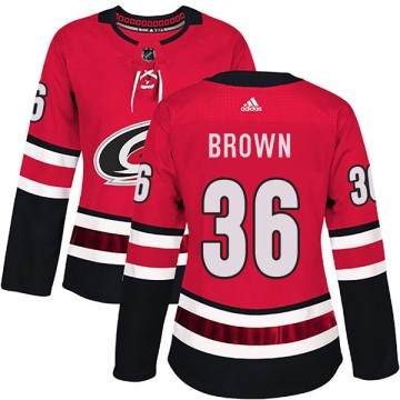 Authentic Adidas Women's Patrick Brown Carolina Hurricanes Home Jersey - Red