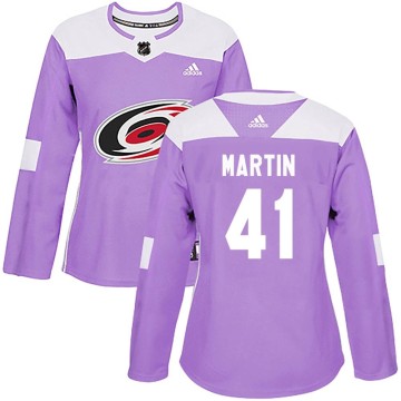 Authentic Adidas Women's Spencer Martin Carolina Hurricanes Fights Cancer Practice Jersey - Purple