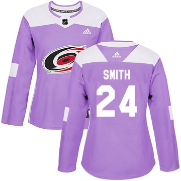 Authentic Adidas Women's Ty Smith Carolina Hurricanes Fights Cancer Practice Jersey - Purple