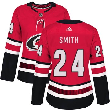Authentic Adidas Women's Ty Smith Carolina Hurricanes Home Jersey - Red