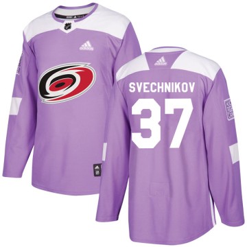 Authentic Adidas Youth Andrei Svechnikov Carolina Hurricanes Fights Cancer Practice Jersey - Purple