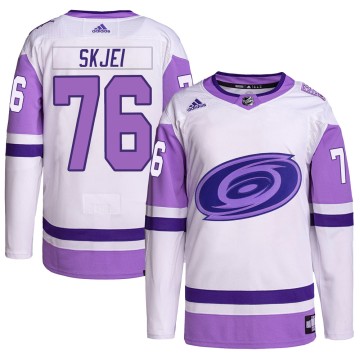 Authentic Adidas Youth Brady Skjei Carolina Hurricanes Hockey Fights Cancer Primegreen Jersey - White/Purple