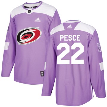 Authentic Adidas Youth Brett Pesce Carolina Hurricanes Fights Cancer Practice Jersey - Purple