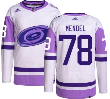 Authentic Adidas Youth Griffin Mendel Carolina Hurricanes Hockey Fights Cancer Jersey -