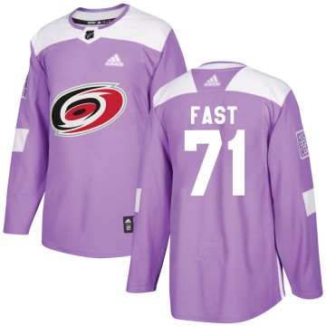 Authentic Adidas Youth Jesper Fast Carolina Hurricanes Fights Cancer Practice Jersey - Purple