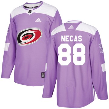 Authentic Adidas Youth Martin Necas Carolina Hurricanes Fights Cancer Practice Jersey - Purple