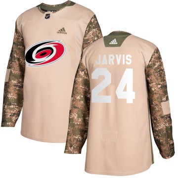 Authentic Adidas Youth Seth Jarvis Carolina Hurricanes Veterans Day Practice Jersey - Camo