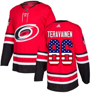 Authentic Adidas Youth Teuvo Teravainen Carolina Hurricanes USA Flag Fashion Jersey - Red