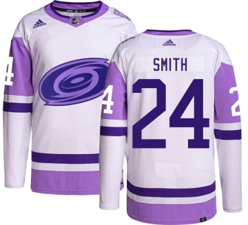 Authentic Adidas Youth Ty Smith Carolina Hurricanes Hockey Fights Cancer Jersey -