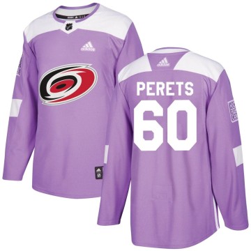 Authentic Adidas Youth Yaniv Perets Carolina Hurricanes Fights Cancer Practice Jersey - Purple